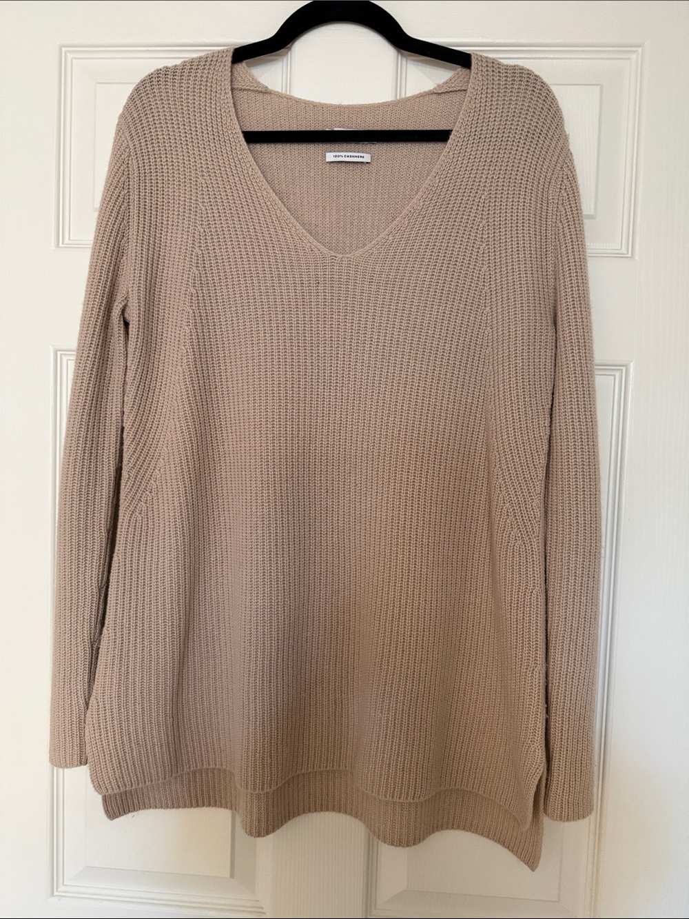 Vince Neutral Taupe V-Neck Knit Sweater